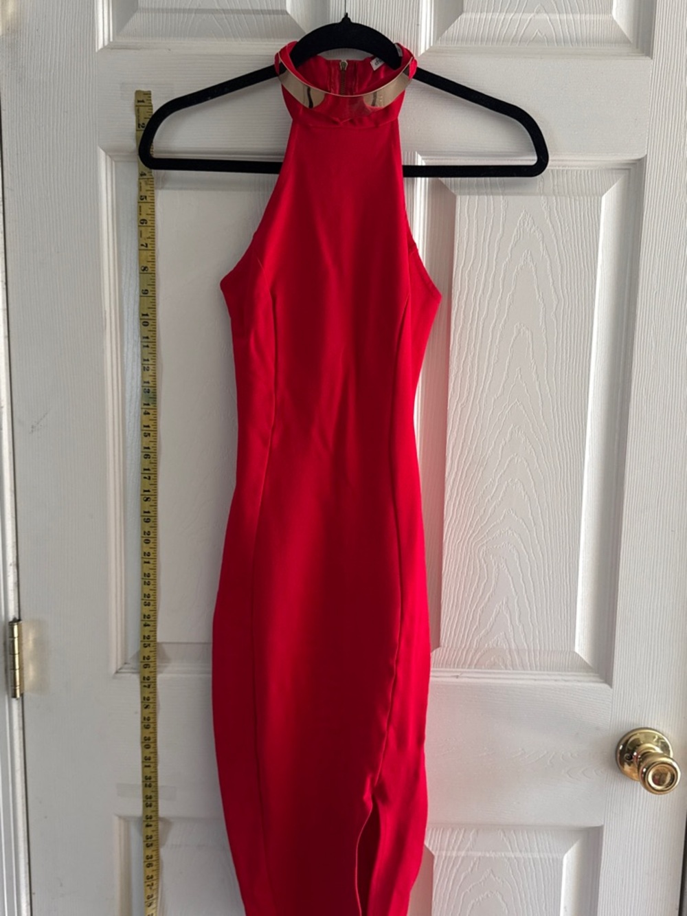 Charlotte Russe Red Halter Midi Dress with Gold Collar